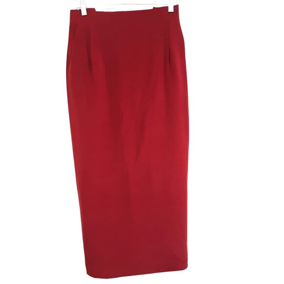 Merlot Red Two-Piece Women 22W Suit Set with Laser Cut Blazer & High-Waisted Ski - Picture 5 of 9